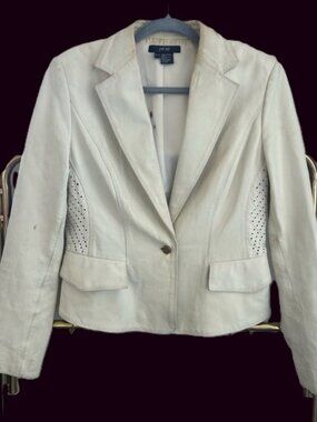 Perse white leather blazer Jacket size 10